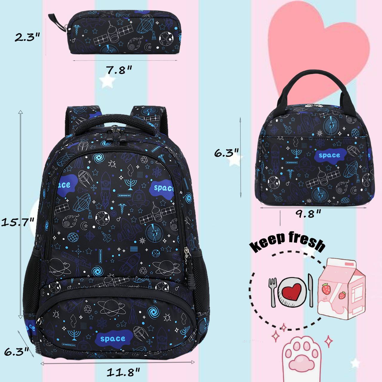 Boys' 3-Piece School Backpack