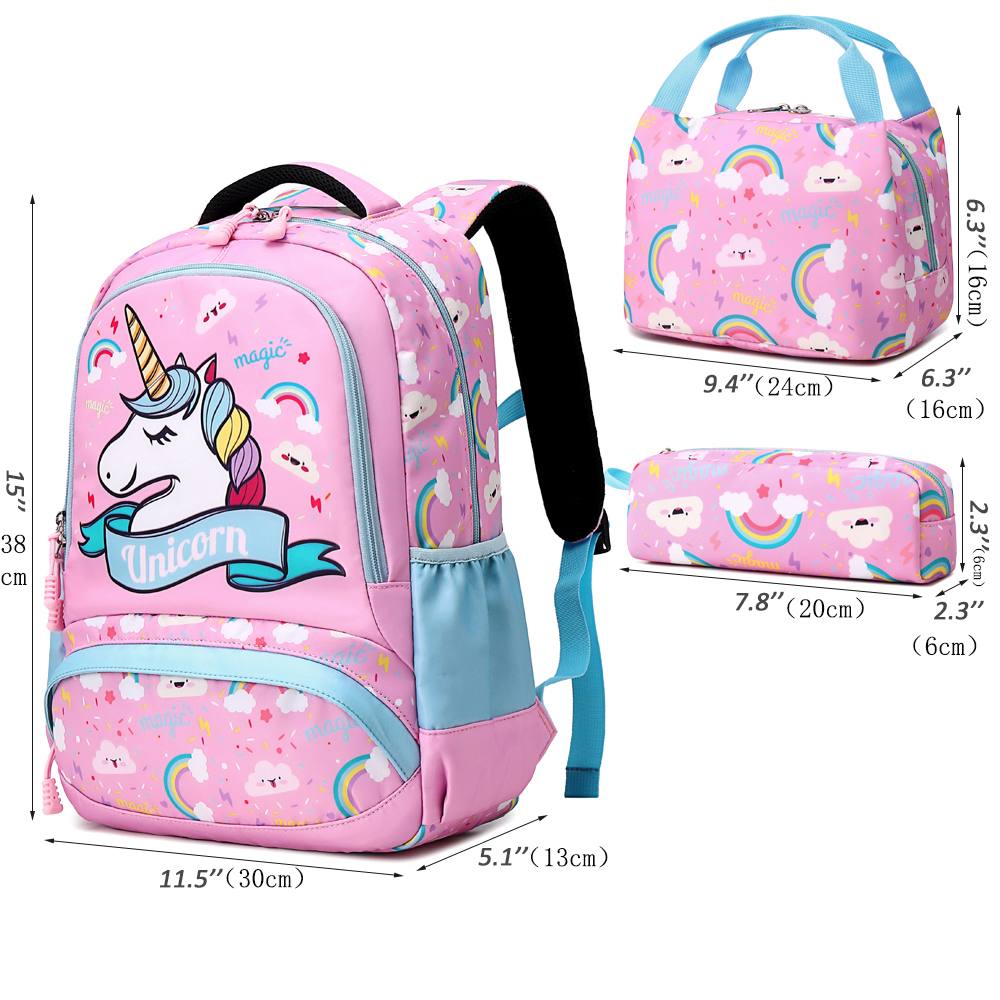 Quality Girls' Unicorn Dreams 3-Piece School Backpack Set