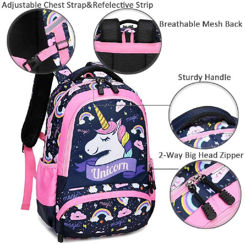 Girls' Unicorn Dreams 3-Piece School Backpack Set