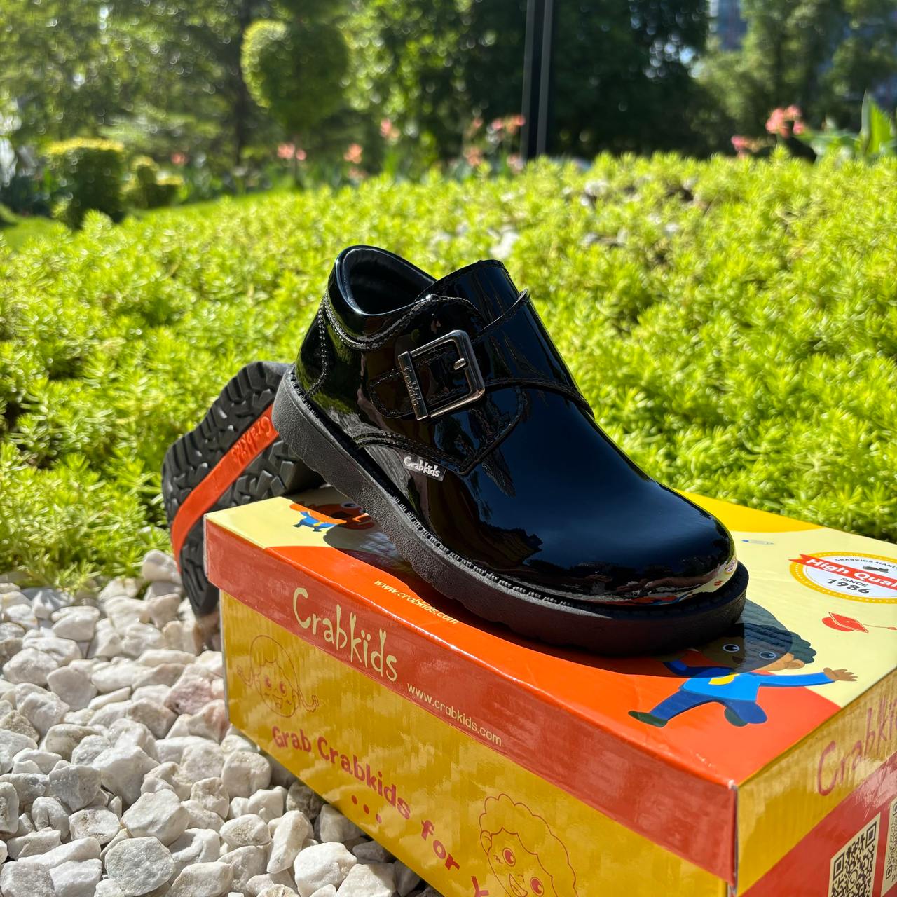 Crabkids Boys Wetlook School Shoes - P617303