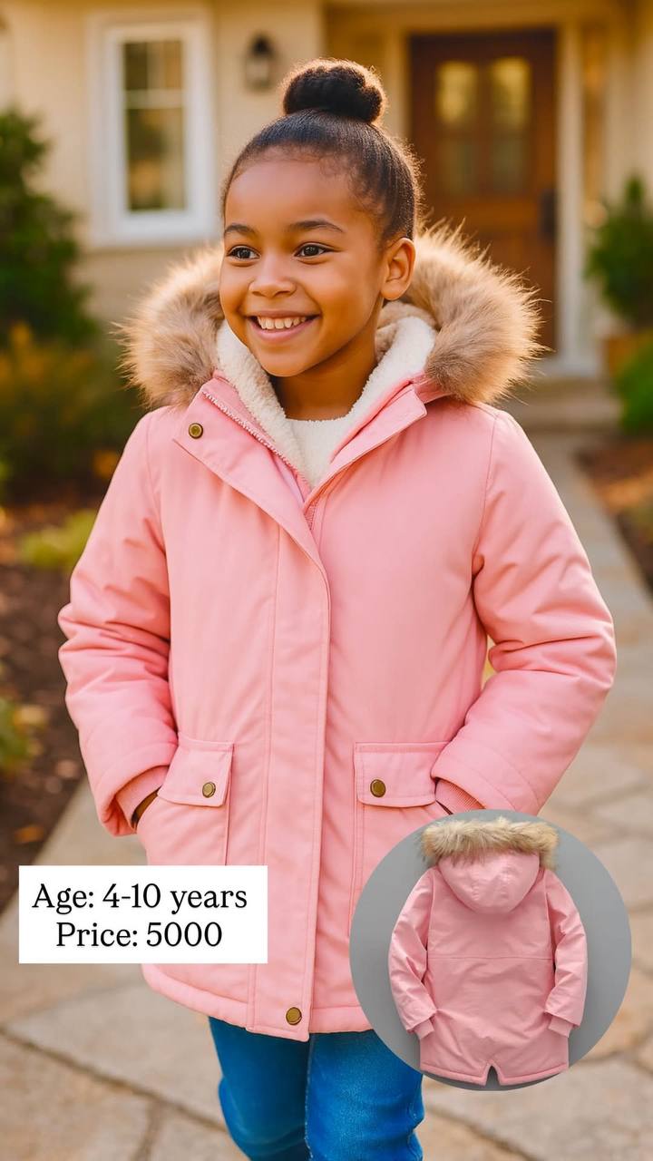 Kids’ Luxury Winter Parka Jacket – Fur Lined, Windproof & Cozy