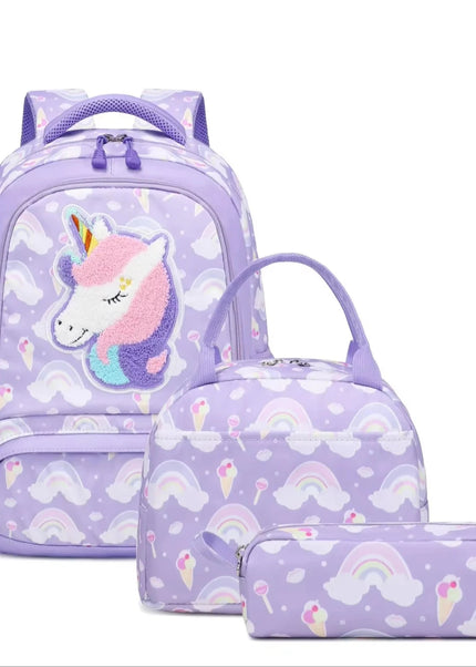 Girls Unicorn 3-in-1 Waterproof School Backpack Set – Ages 5–10