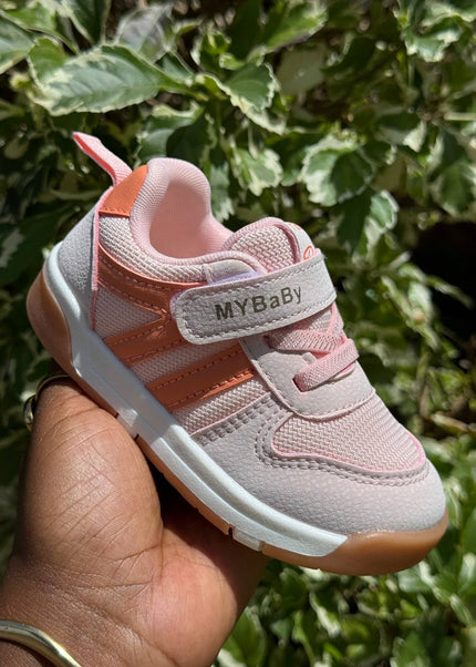 MY2310 - Unisex Baby Pre-Walker Sneakers - Soft Sole First Walking Shoes with Velcro Strap for Infants & Toddlers - Classic Stripe Design