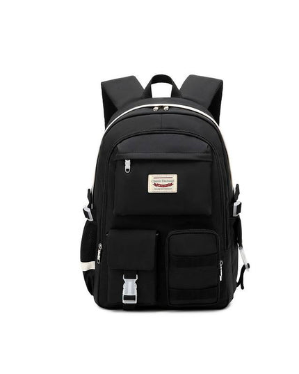 Classic Black Multi-Pocket Backpack, Durable & Stylish School Bag