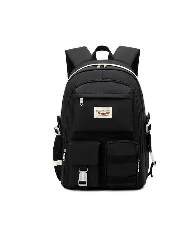 Classic Black Multi-Pocket Backpack, Durable & Stylish School Bag