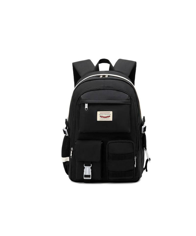 Classic Black Multi-Pocket Backpack, Durable & Stylish School Bag