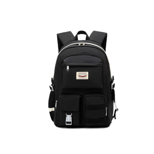 Classic Black Multi-Pocket Backpack, Durable & Stylish School Bag