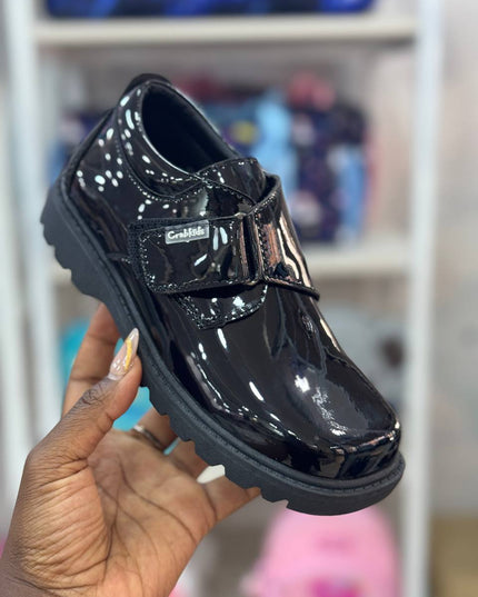 Crabkids Boys Wetlook School Shoes - P650308