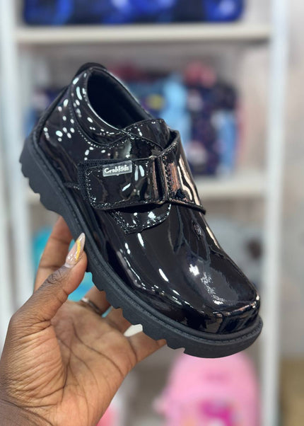 Crabkids Boys Wetlook School Shoes - P650308