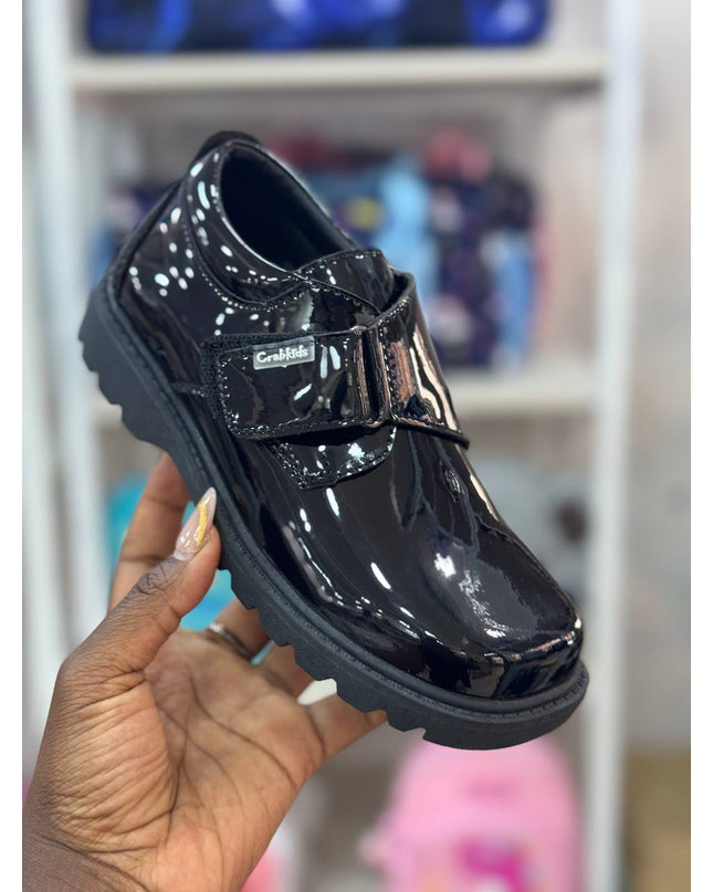 Crabkids Boys Wetlook School Shoes - P650308