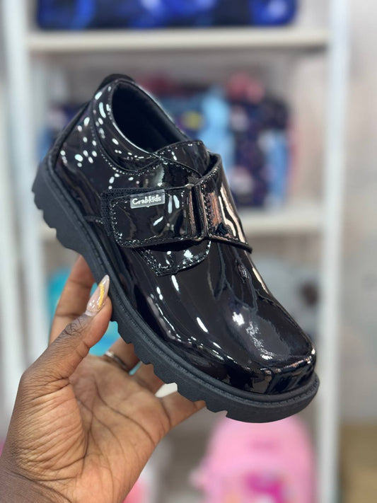 Crabkids Boys Wetlook School Shoes - P650308