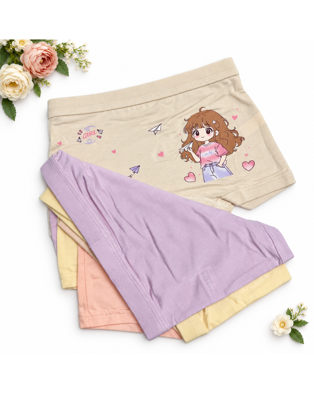 Girls’ Cartoon Print Boyshort Panties – Pack of 2