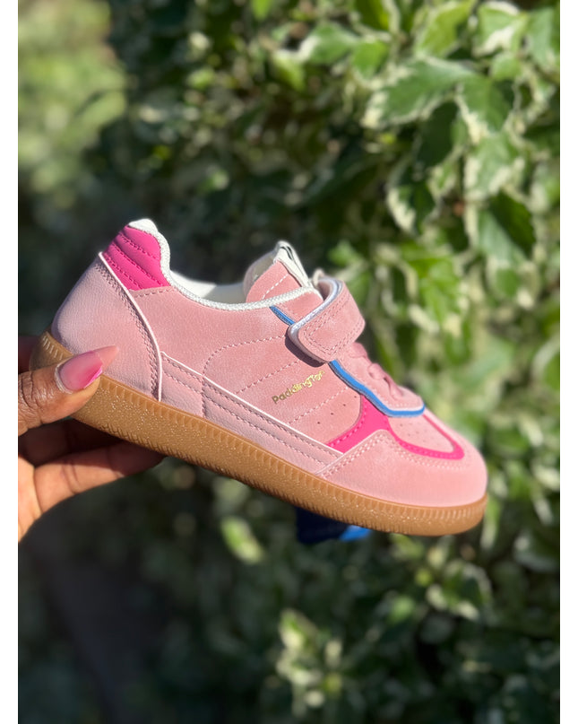 PD842 - Premium Unisex Kids Sneakers - White Pink & Green Sports Shoes