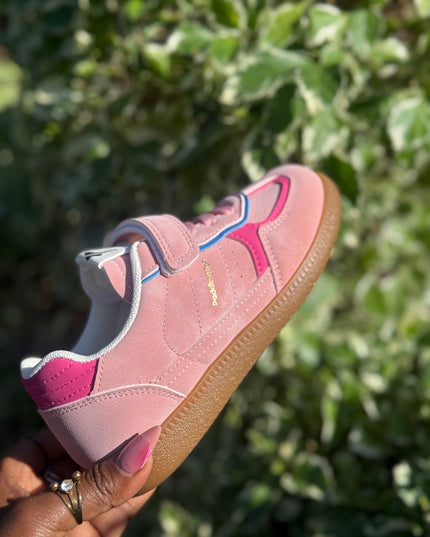PD842 - Premium Unisex Kids Sneakers - White Pink & Green Sports Shoes