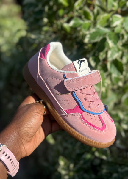 PD842 - Premium Unisex Kids Sneakers - White Pink & Green Sports Shoes