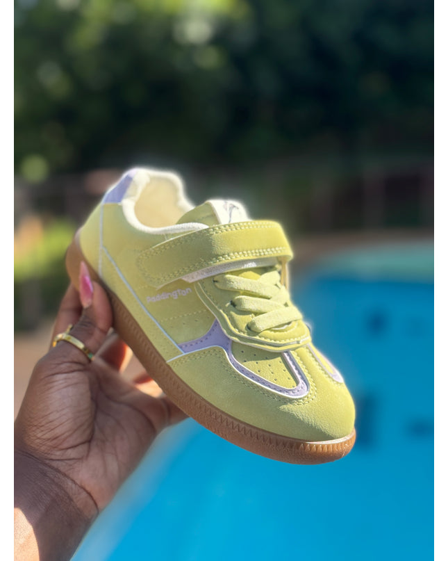 PD842 - Premium Unisex Kids Sneakers - White Pink & Green Sports Shoes