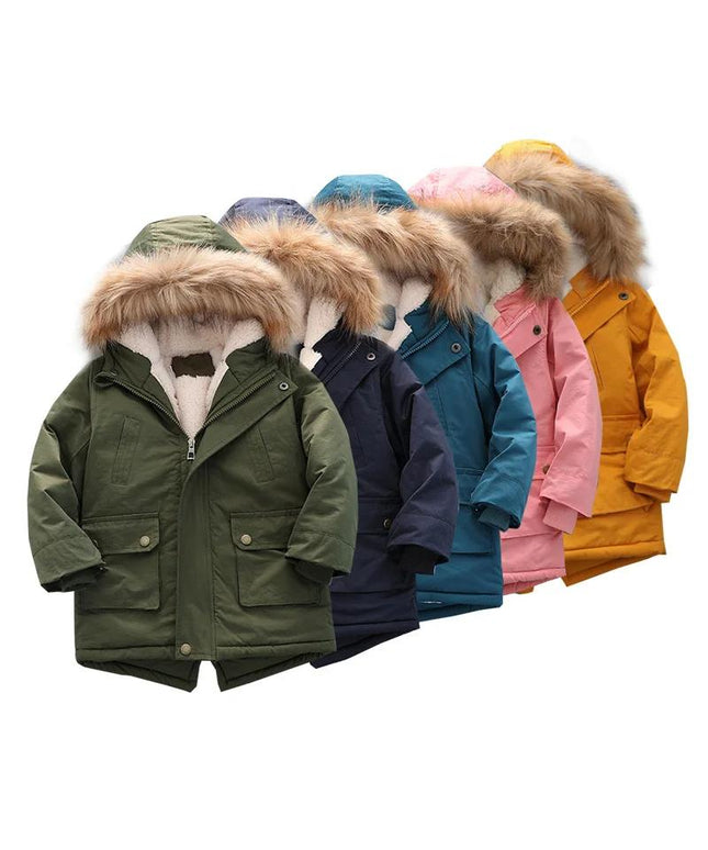 Kids’ Luxury Winter Parka Jacket – Fur Lined, Windproof & Cozy
