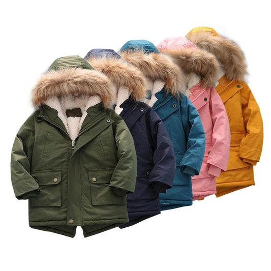 Kids’ Luxury Winter Parka Jacket – Fur Lined, Windproof & Cozy