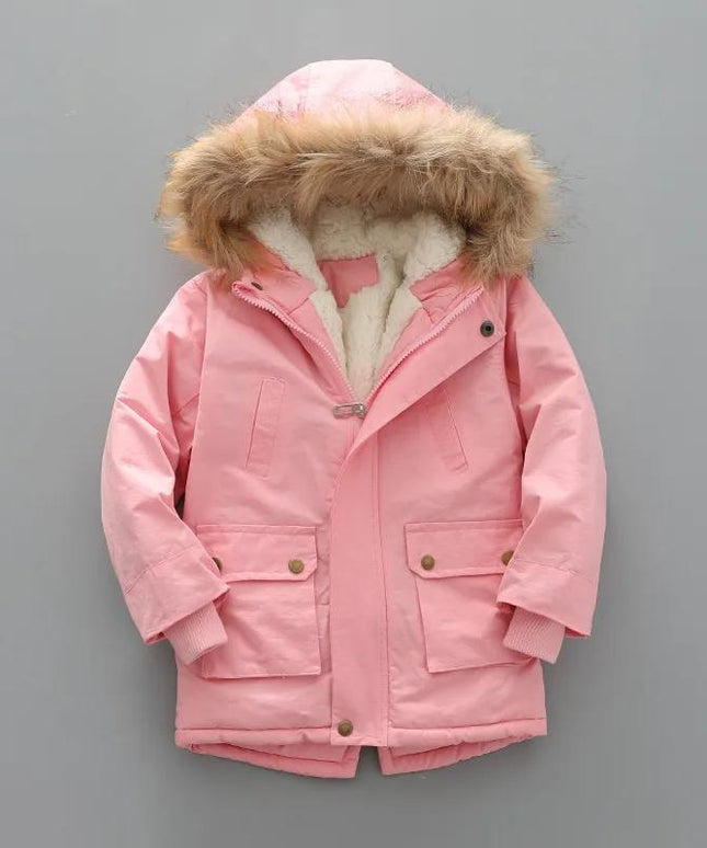 Kids’ Luxury Winter Parka Jacket – Fur Lined, Windproof & Cozy