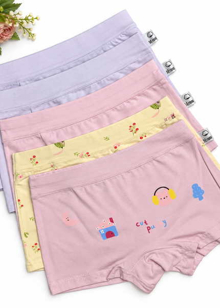 Girls' Pastel Print Cotton Boxer Briefs (5-Pack)