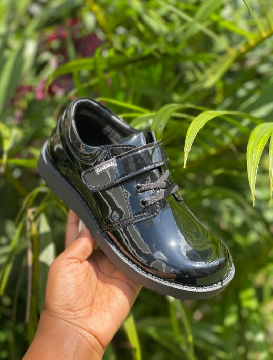 Crabkids Boys Wetlook School Shoes - P617106