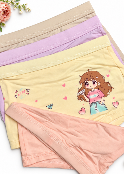 Girls’ Cartoon Print Boyshort Panties – Pack of 2