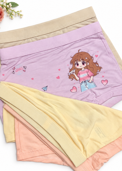 Girls’ Cartoon Print Boyshort Panties – Pack of 2