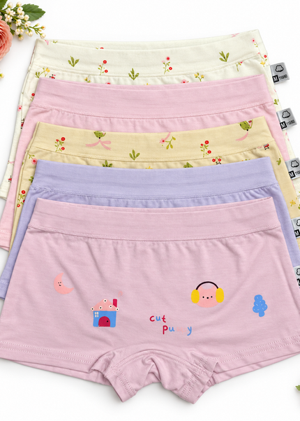 Girls' Pastel Print Cotton Boxer Briefs (5-Pack)