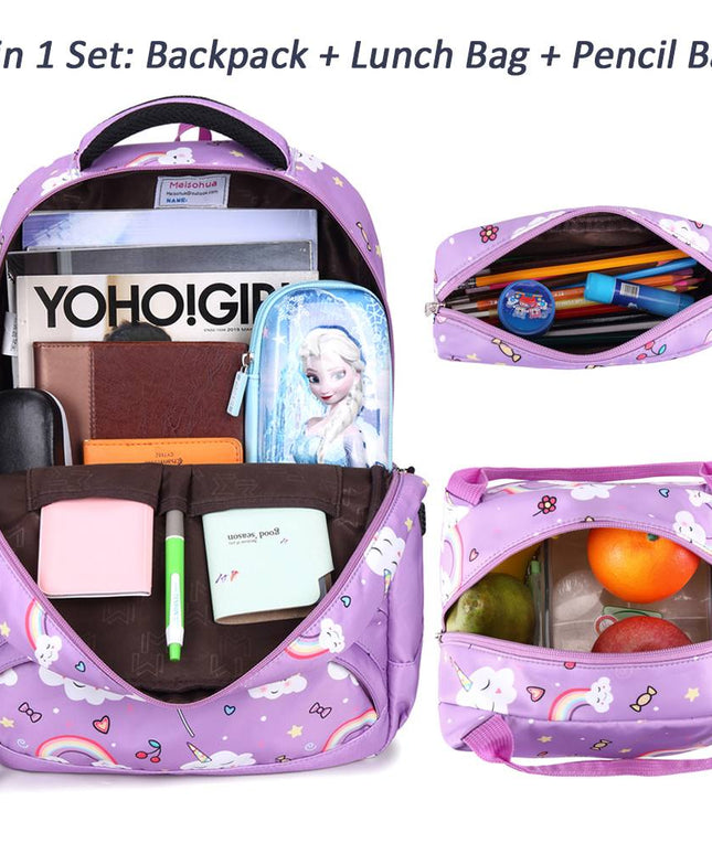 Magical Girls' Unicorn Dreams 3-Piece School Backpack Set