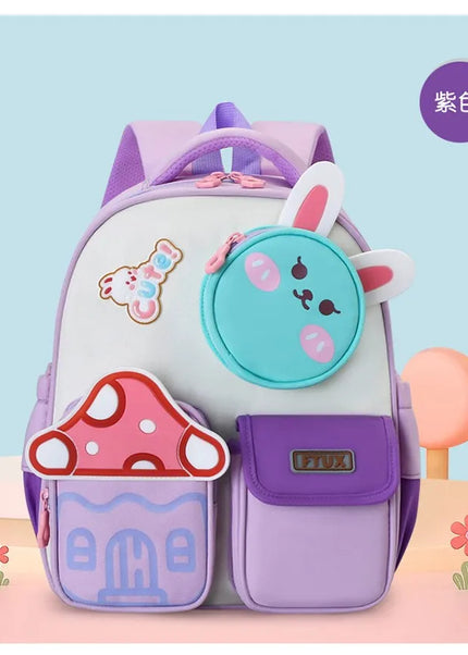 Cartoon Bunny Kids School Backpack – Waterproof Nylon -  Ages 3–6