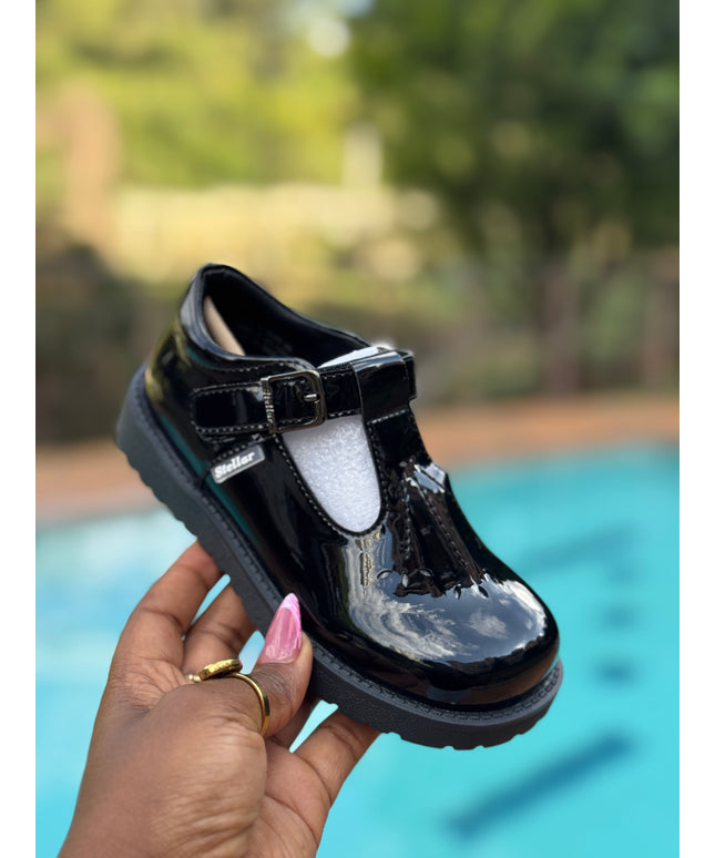 Stellar Steps Girls Patent Wipe-Clean School Shoes – Stylish, Light, No Polish Needed - S942208