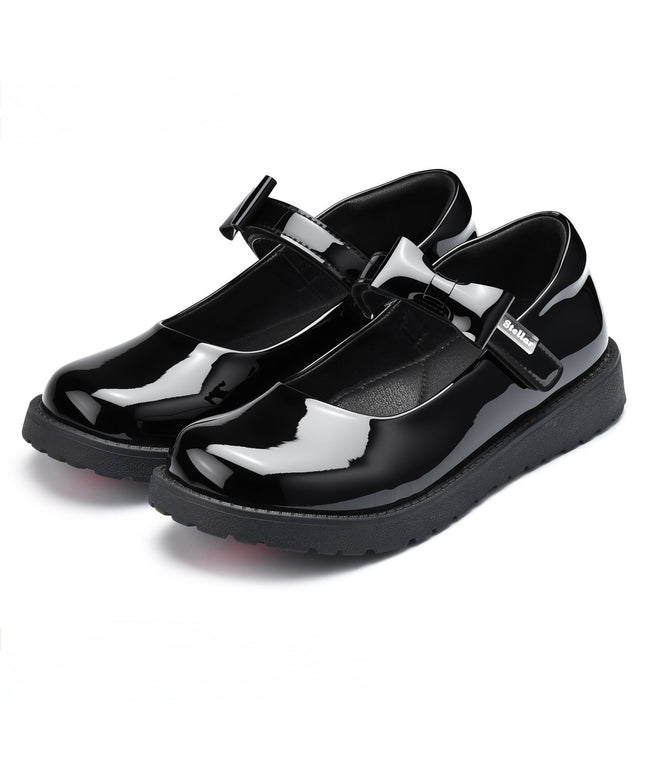 Stellar Steps Girls Patent Wipe-Clean School Shoes – Stylish, Light, No Polish Needed - S942417