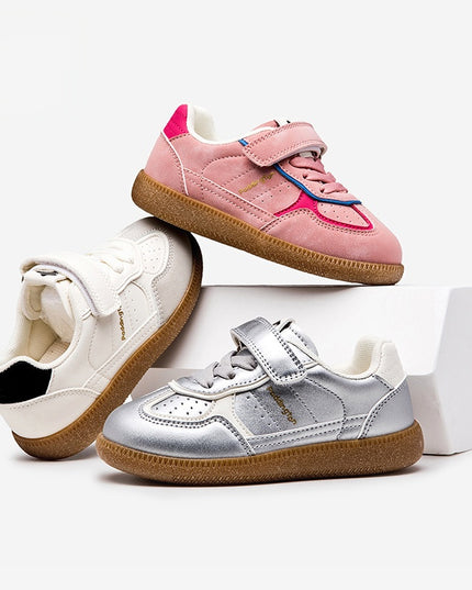PD842 - Premium Unisex Kids Sneakers - White Pink & Green Sports Shoes