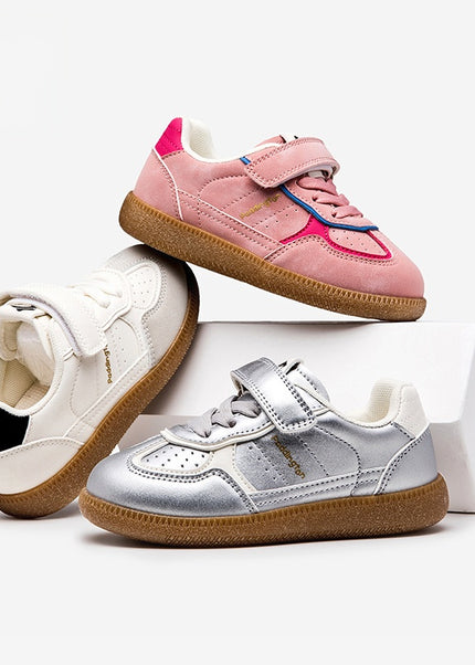 PD842 - Premium Unisex Kids Sneakers - White Pink & Green Sports Shoes