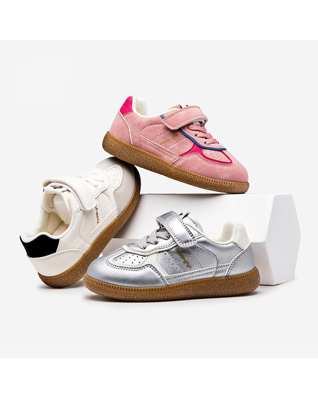 PD842 - Premium Unisex Kids Sneakers - White Pink & Green Sports Shoes