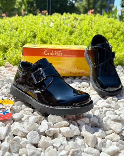 Crabkids Boys Wetlook School Shoes - P617303