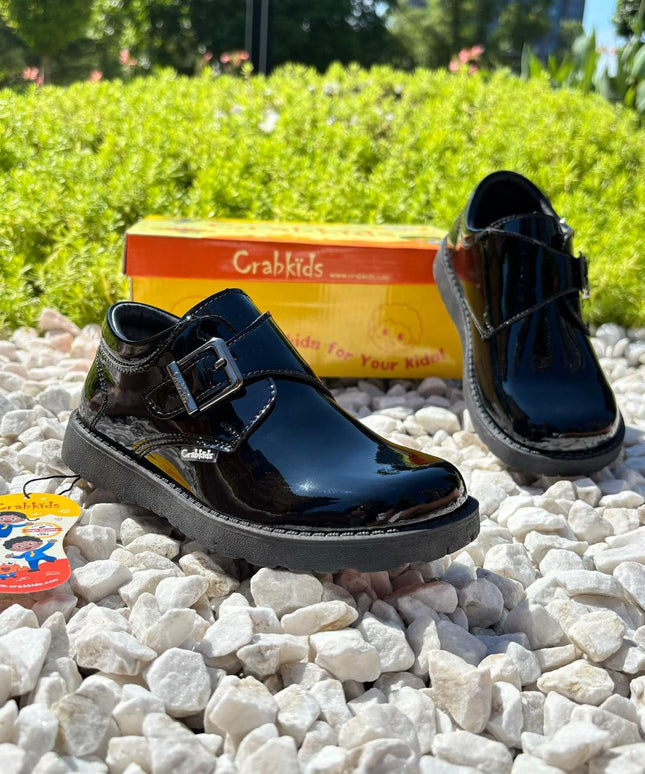 Crabkids Boys Wetlook School Shoes - P617303