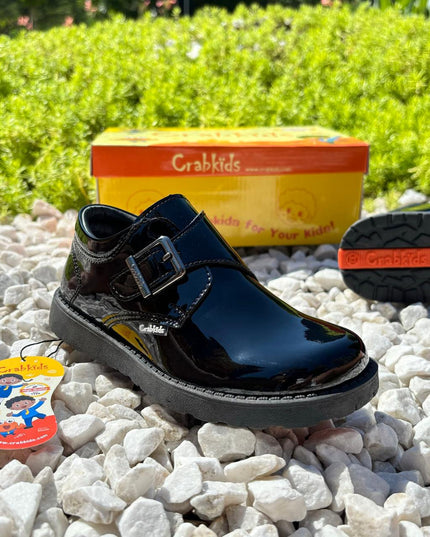Crabkids Boys Wetlook School Shoes - P617303