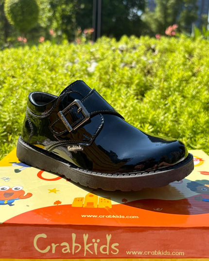 Crabkids Boys Wetlook School Shoes - P617303