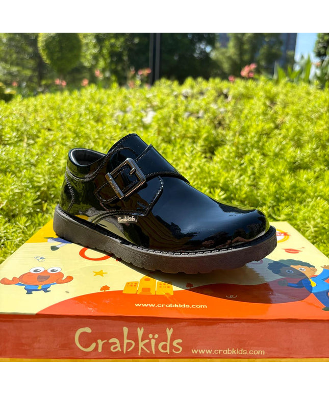 Crabkids Boys Wetlook School Shoes - P617303