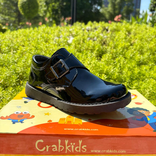 Crabkids Boys Wetlook School Shoes - P617303