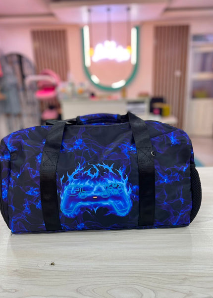 Blue Flame Gaming Duffel Bag – Gym, Travel & Swimming Bag with Shoe Compartment