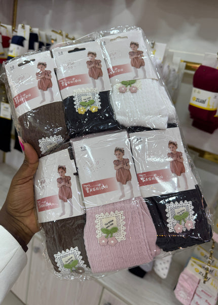Girls baby stockings in multiple colors – Fashion brand packaged tights in white, black, pink and mocha