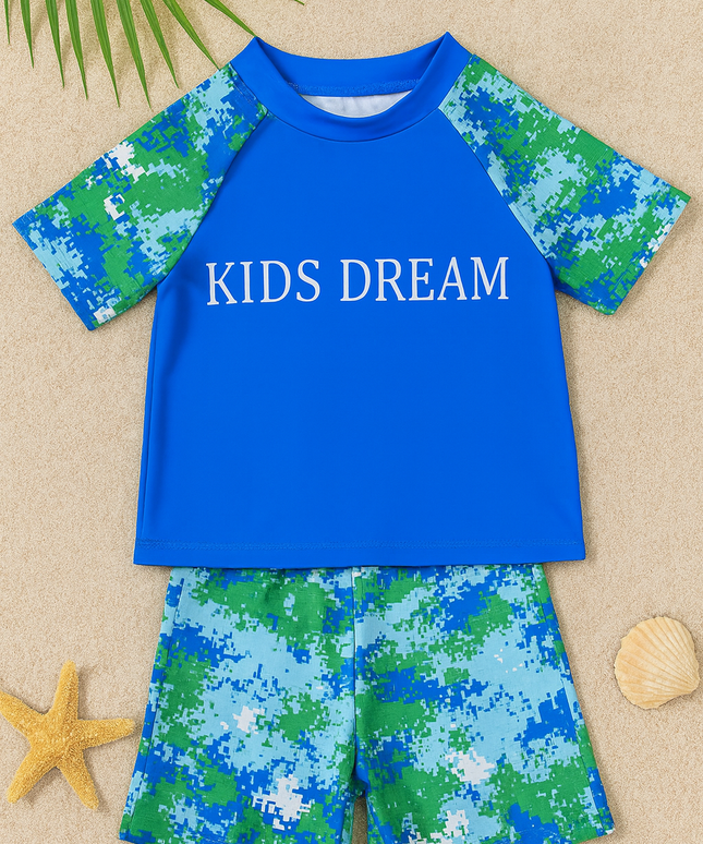 Boys Blue 2-Piece Swim Set – Top & Shorts