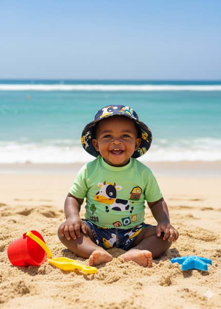 Boys 3-Piece Cow Swim Set – Top, Shorts & Hat