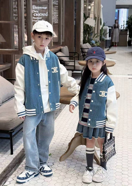 Girls Pink Bomber Jacket - Premium Varsity Style with Leather Sleeves