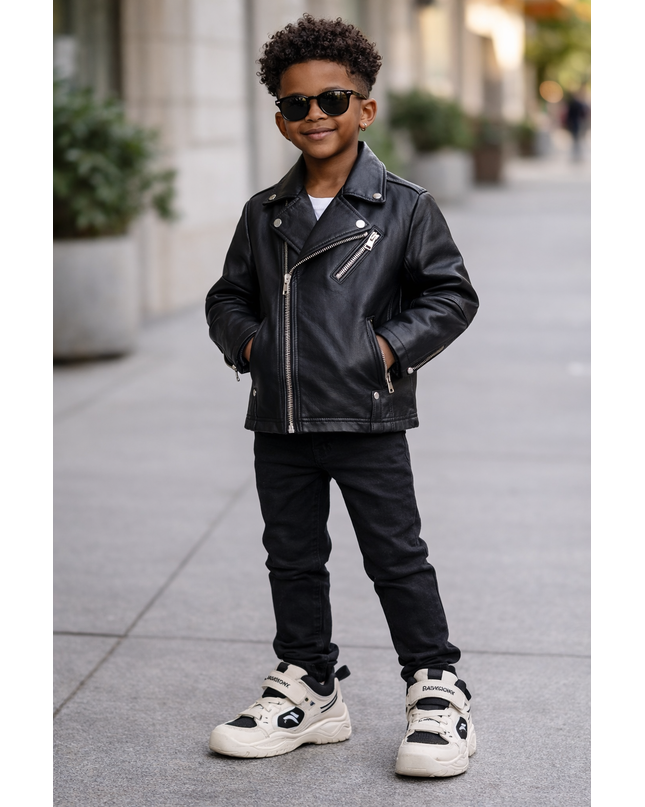 Boys Premium Leather Biker Jacket