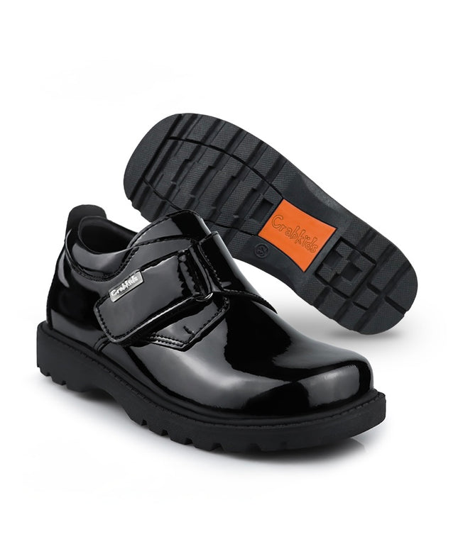 Crabkids Boys Wetlook School Shoes - P650308