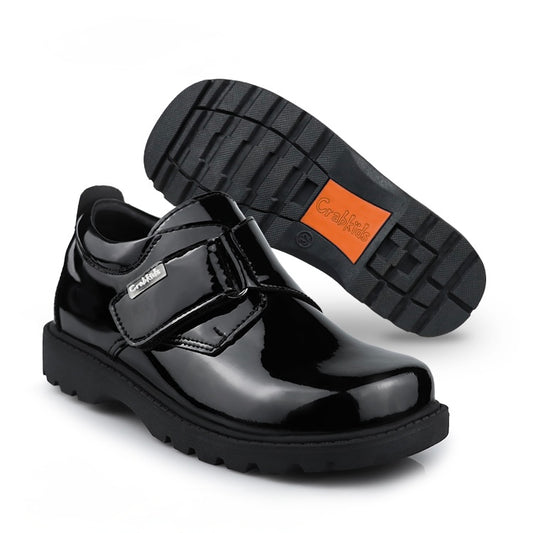 Crabkids Boys Wetlook School Shoes - P650308