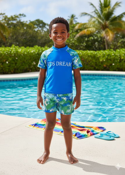 Boys Blue 2-Piece Swim Set – Top & Shorts